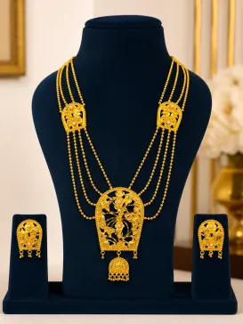 Premium Designer 1.5 Gram Gold Plated Moti Work Lohori Kulo Pattern Sita Har Necklace Set